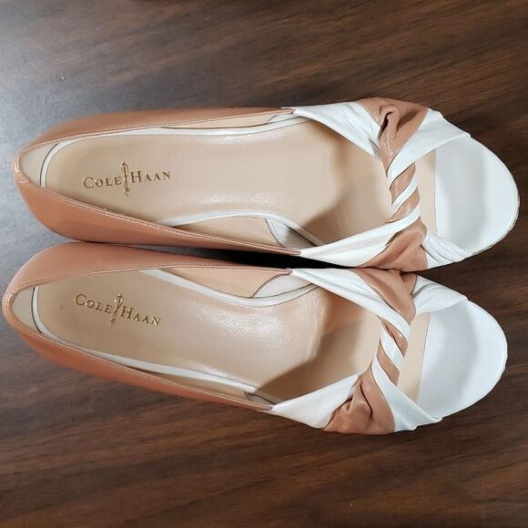 COLE HAAN Ava Open Toe Espadrille Wedges Size 8B Nike Air Technology Sole in Box - Picture 7 of 9